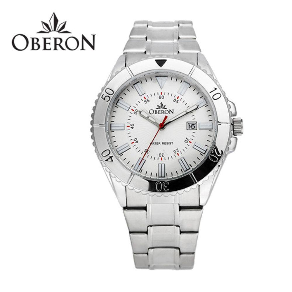 [OBERON] OB-906G WT _ Fashion Business Men's Watches With Stainless Steel Watch, 3 ATM Waterproof Quartz Watch For Men, Auto Date